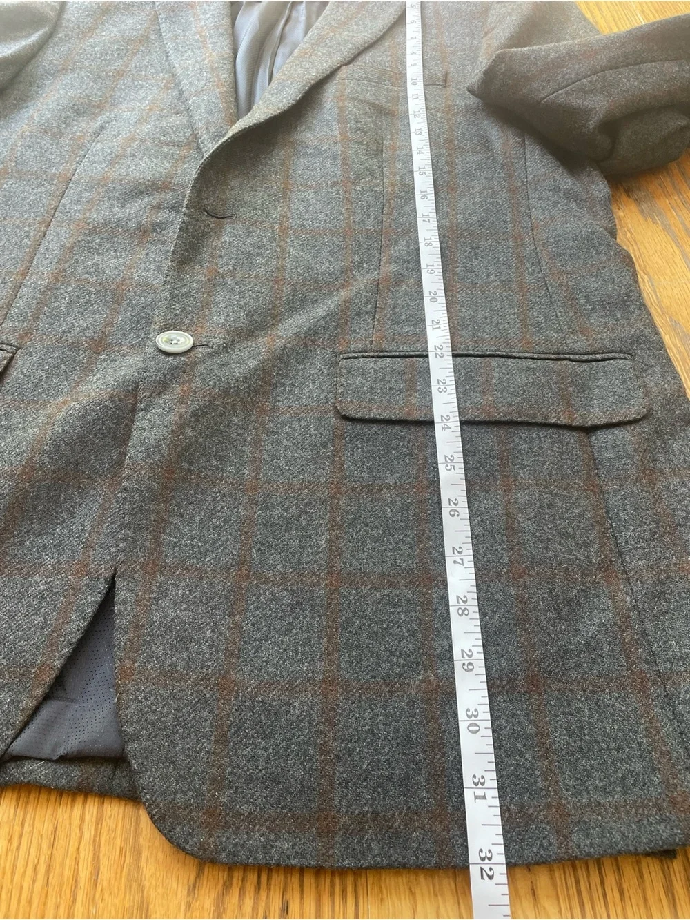 Michael Kors Gray Windowpane Wool Sport Coat with Brown Check Mens 42L